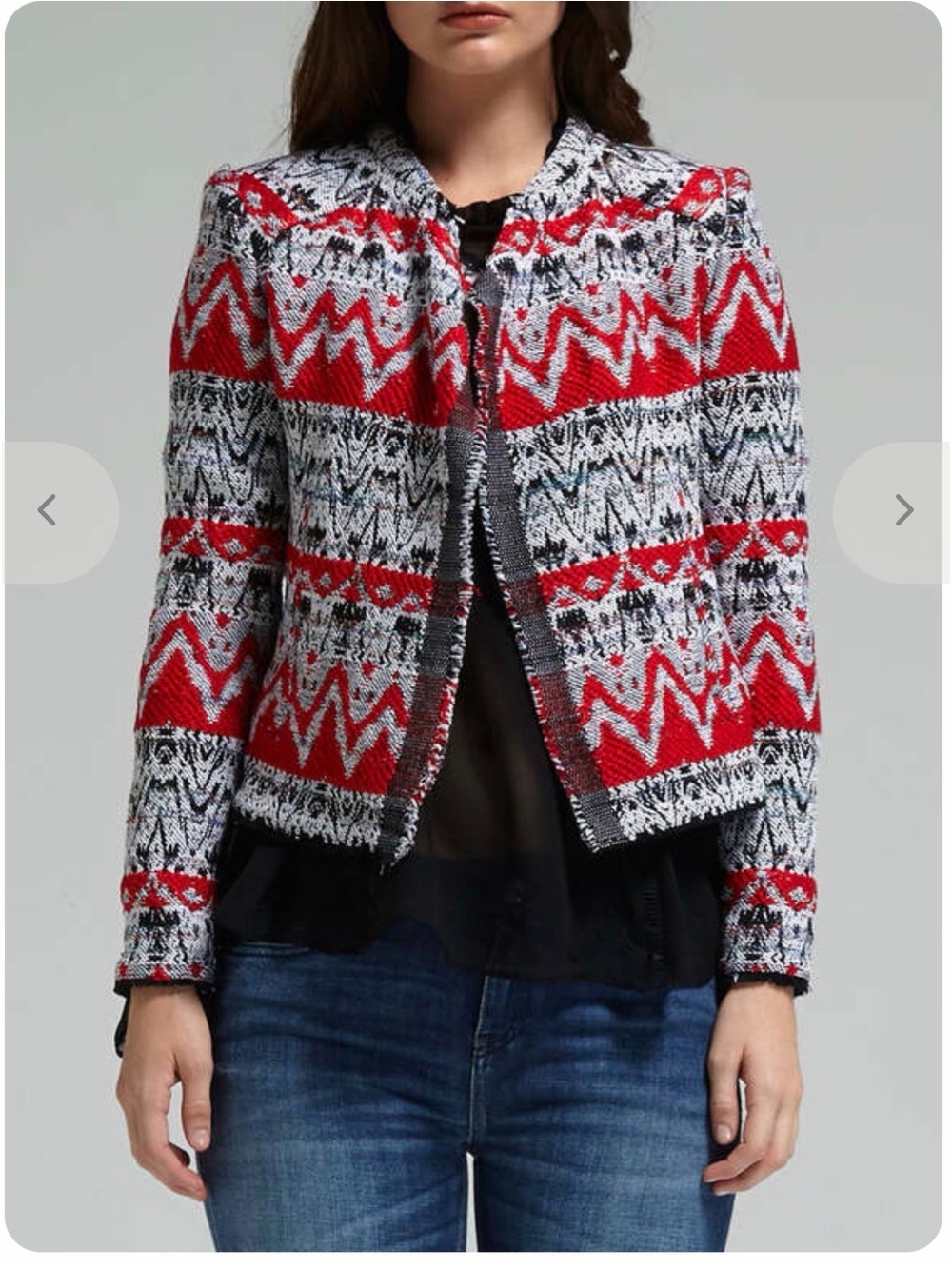 IRO Kore Jacket- Red, Black and White Jacquard Weave